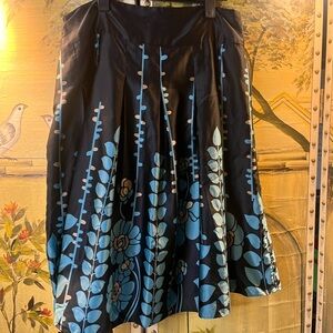 Massimo Black and Blue Floral A-Line Skirt